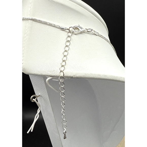 Floral Necklace 18in Multicolor Crystal Flower Silver Tone Mesh Leaves Fairycore - Picture 10 of 10